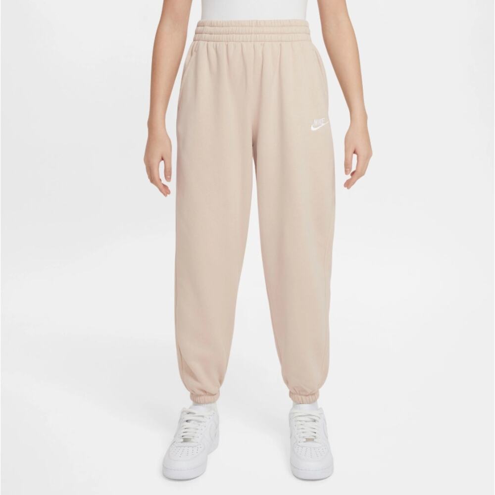 NIKE NSW Club Oversized Fleece Pants Elastic Waist Sanddrift White Big Kids Sz M